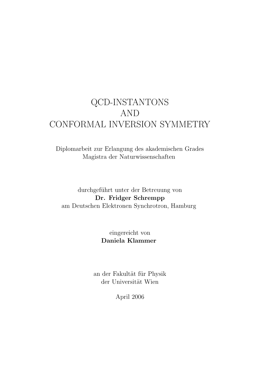 Qcd-Instantons and Conformal Inversion Symmetry