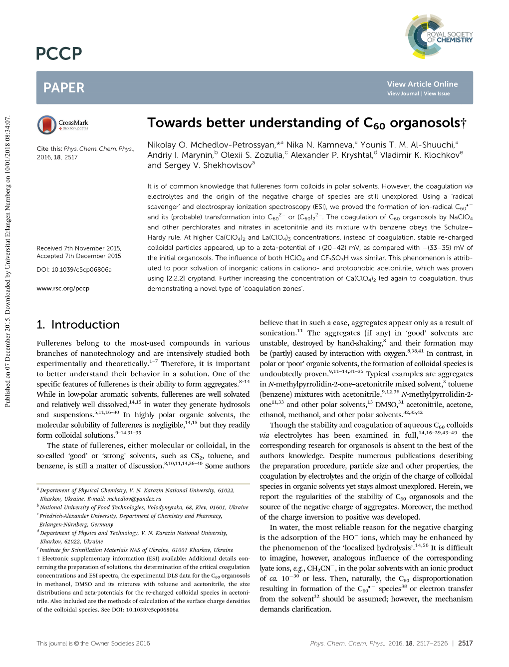 Towards Better Understanding of C60 Organosols†