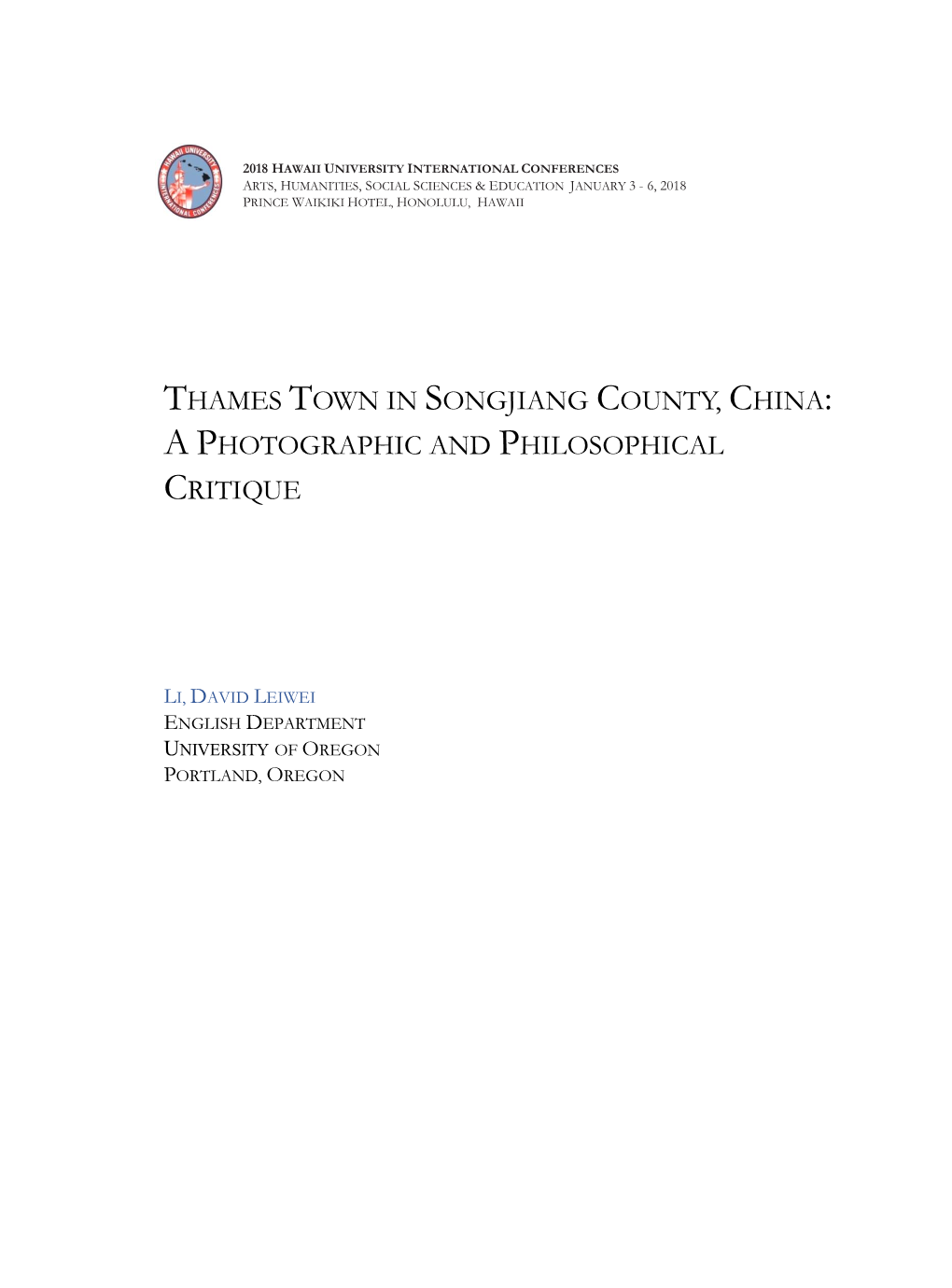 Thames Town in Songjiang County, China: a Photographic and Philosophical Critique