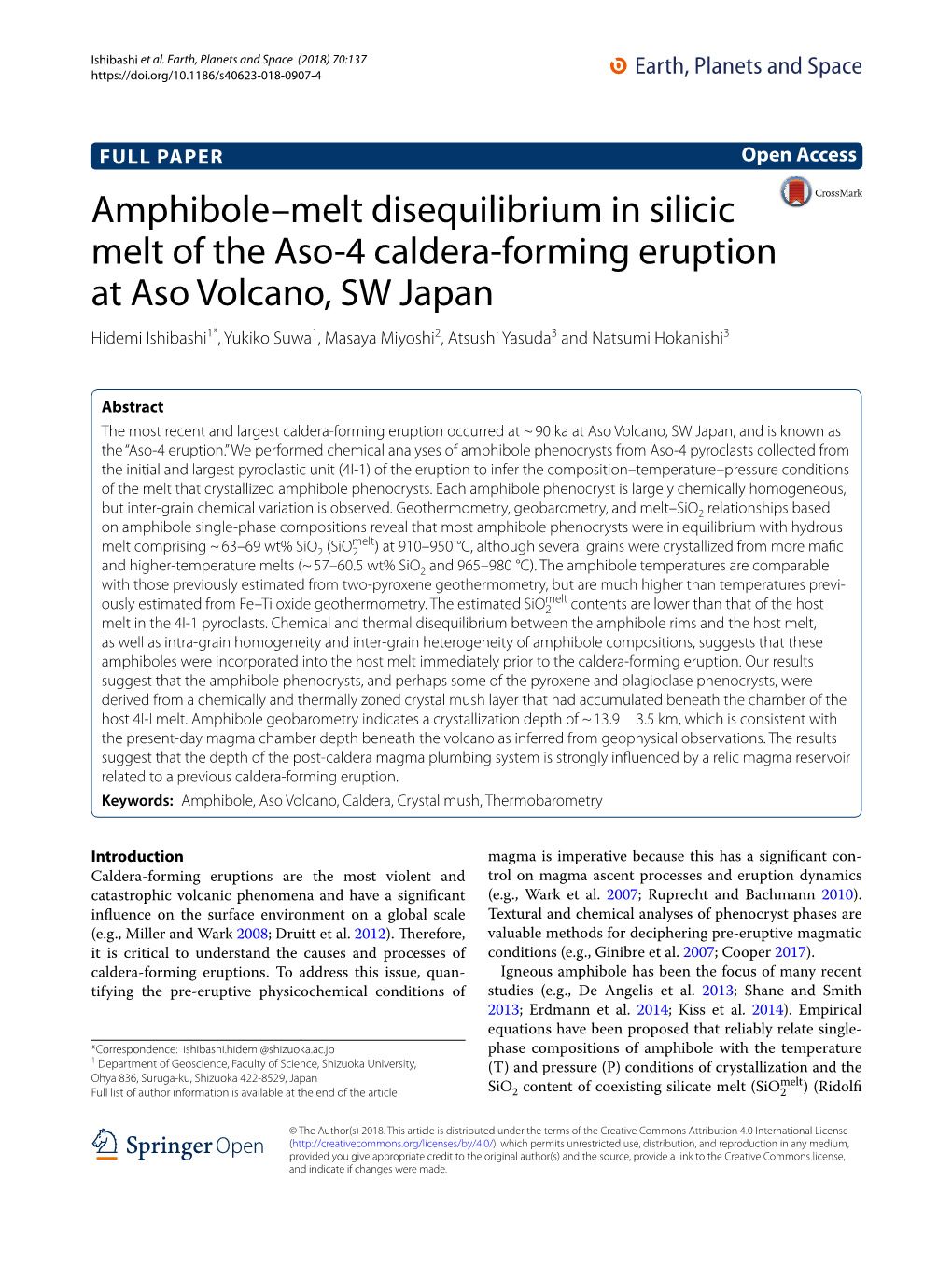 Amphibole–Melt Disequilibrium in Silicic Melt of the Aso-4 Caldera