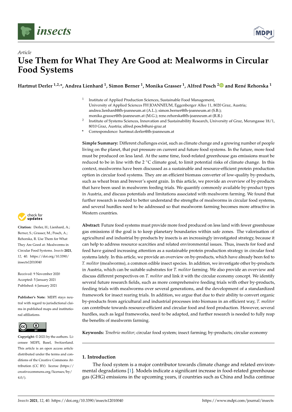 Use Them for What They Are Good At: Mealworms in Circular Food Systems