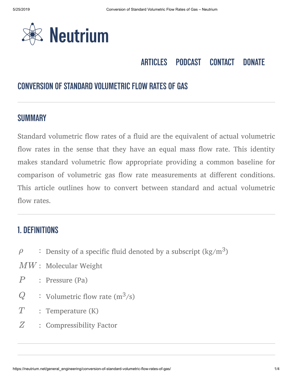 STP Volumetric Gas Flow