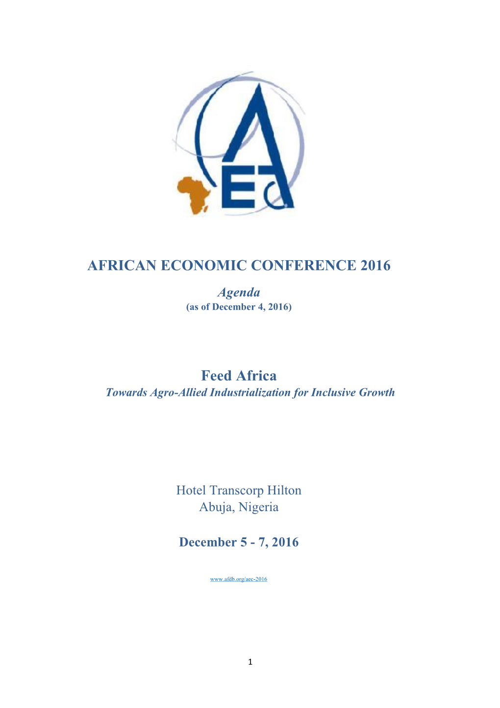 AFRICAN ECONOMIC CONFERENCE 2016 Feed