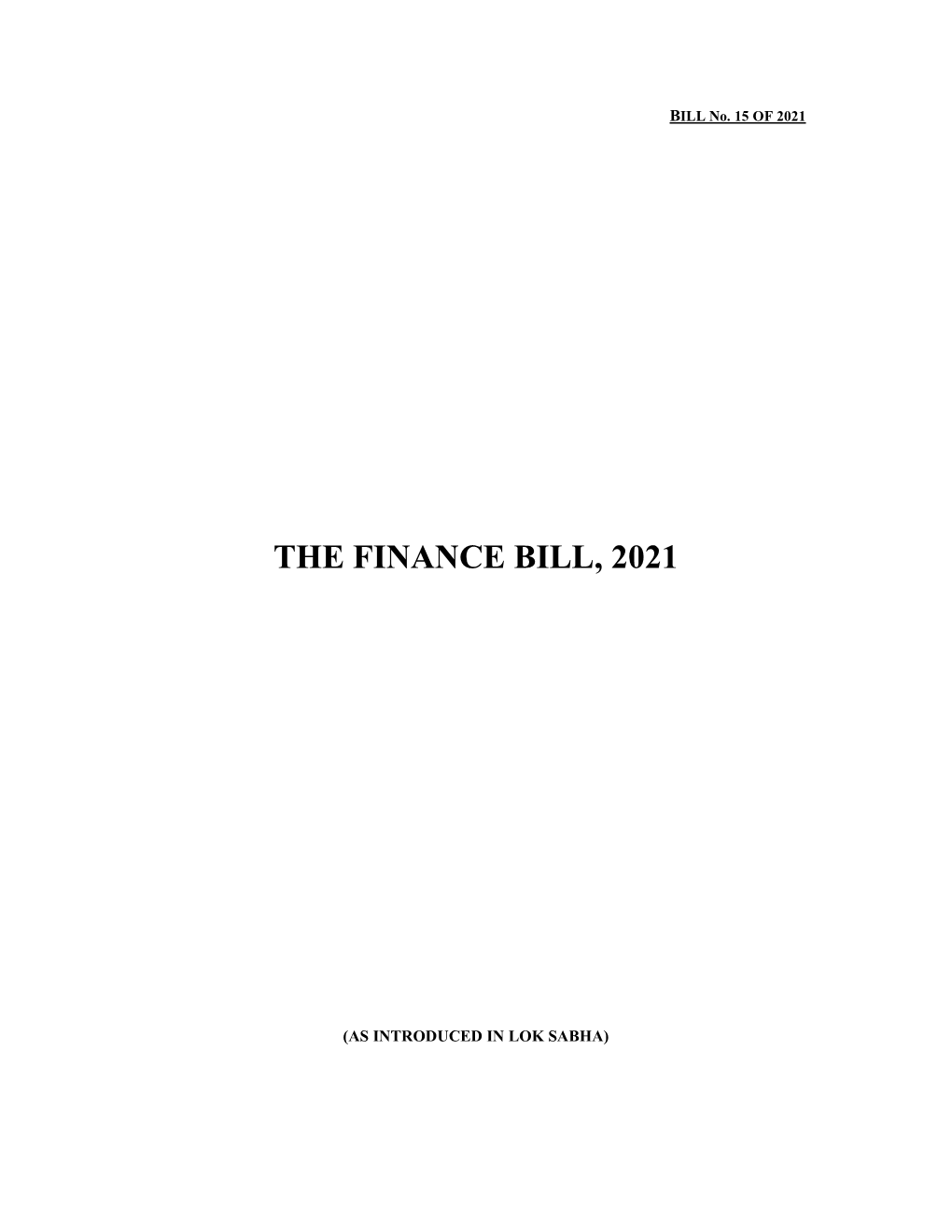 The Finance Bill, 2021