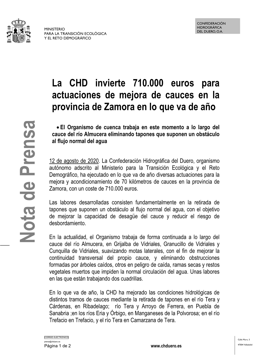 Nota De Prensa CHD Cauces Zamora 12082020.Pdf