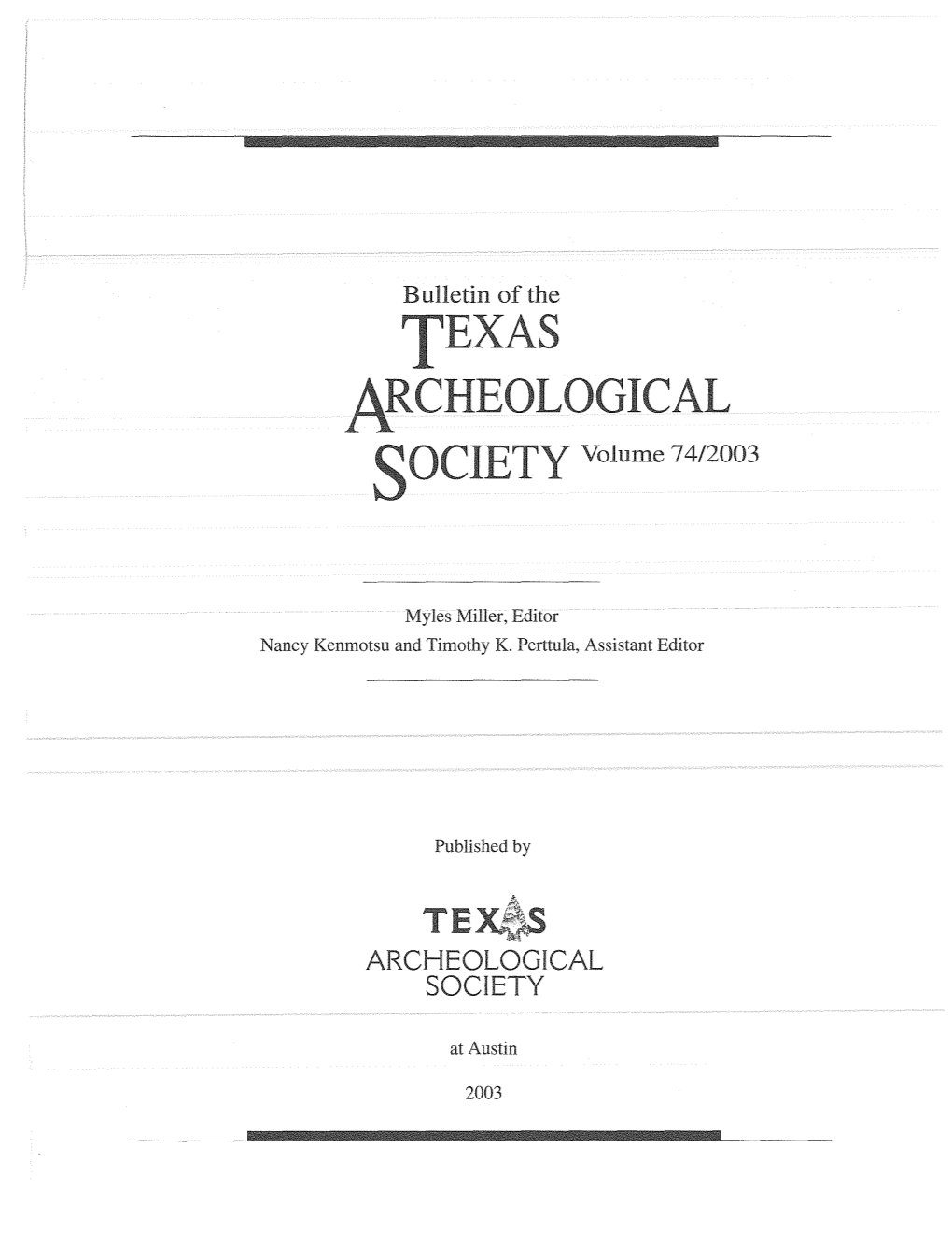 RCHEOLOGICAL QCIETY Volume 74/2003