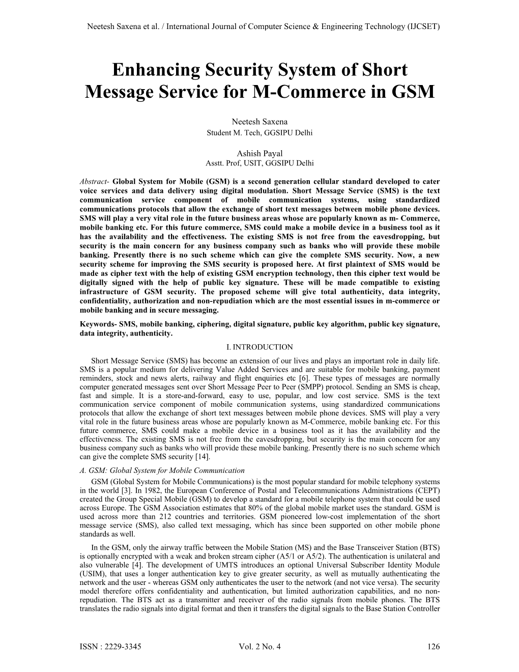 Enhancing Security System of Short Message Service for M-Commerce in GSM