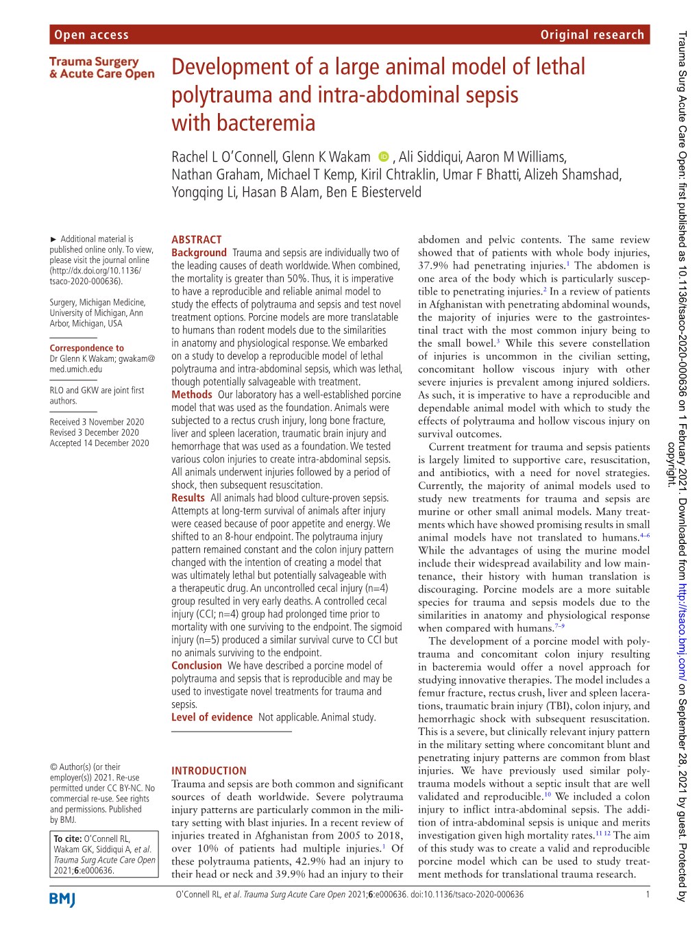 Development of a Large Animal Model of Lethal Polytrauma and Intra