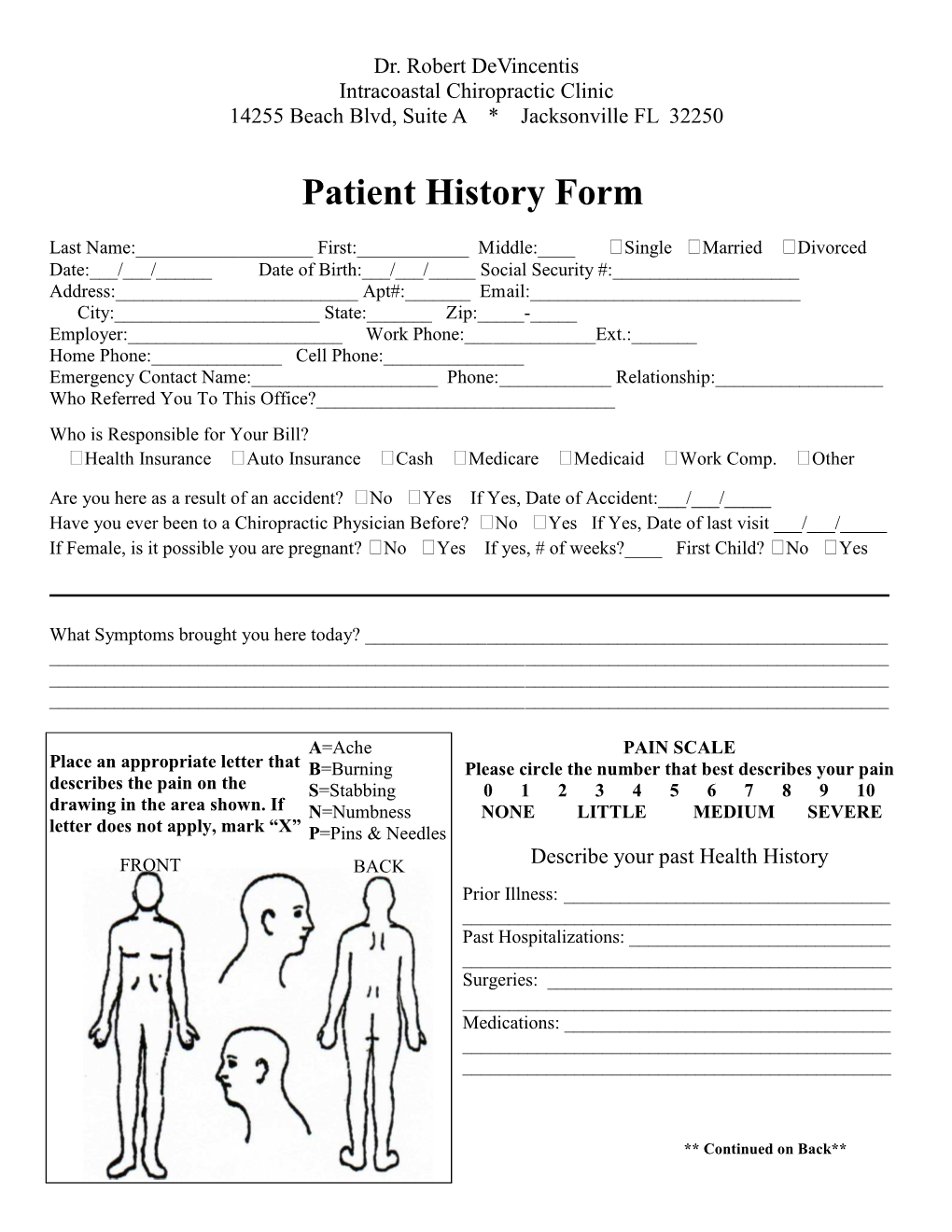 Patient History Form
