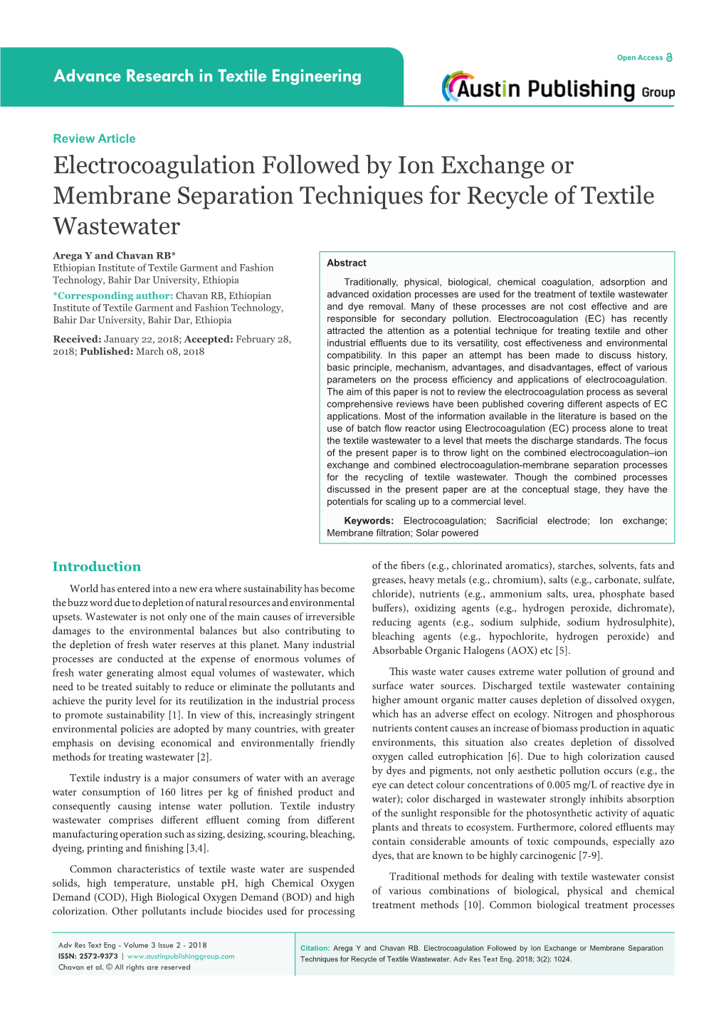 Electrocoagulation Followed by Ion Exchange Or Membrane Separation Techniques for Recycle of Textile Wastewater