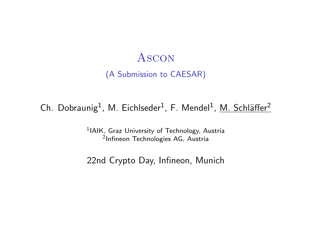 Ascon (A Submission to CAESAR)