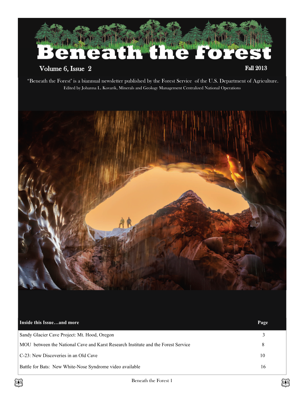 Beneath the Forest" Is a Biannual Newsletter Published by the Forest Service of the U.S