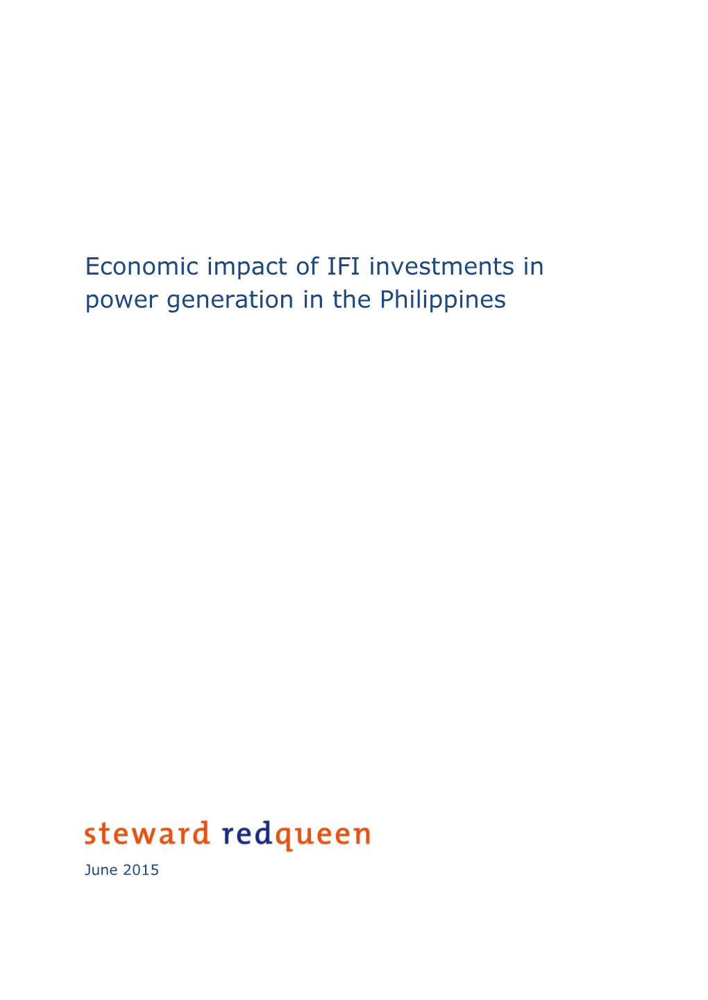 Economic Impact of IFI Investments in Power Generation in the Philippines
