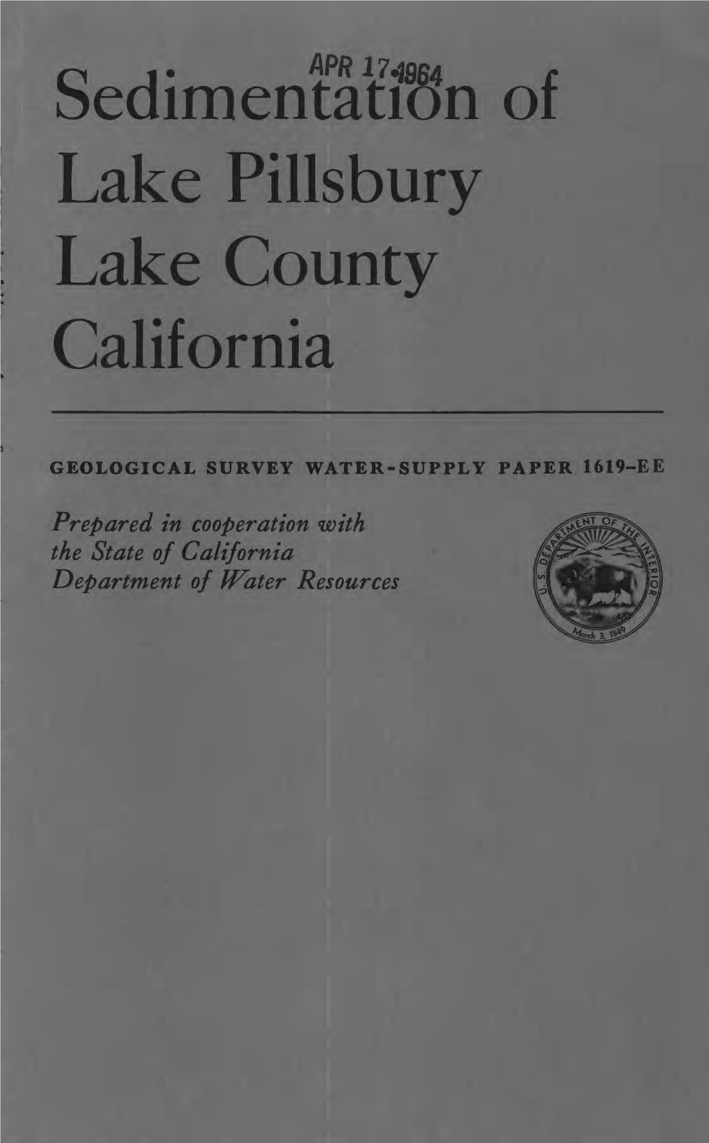 Sedimentation of Lake Pillsbury Lake County California
