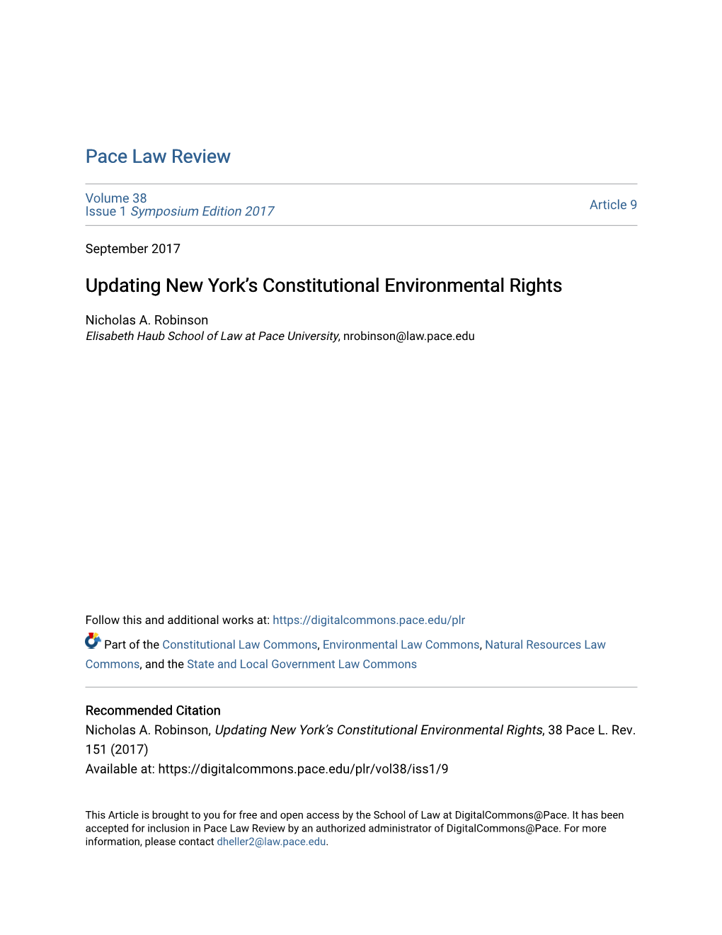 Updating New York's Constitutional Environmental Rights