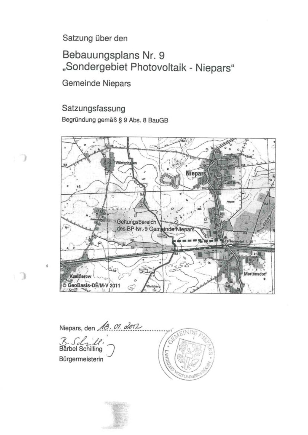 Sondergebiet Photovoltaik - Niepars