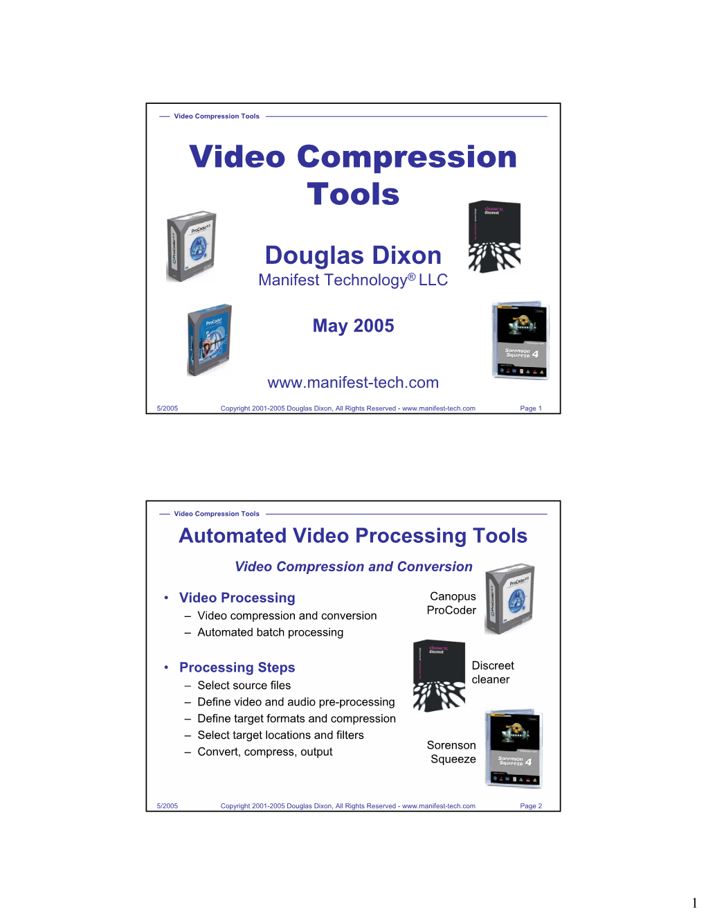 Video Compression Tools Video Compression Tools