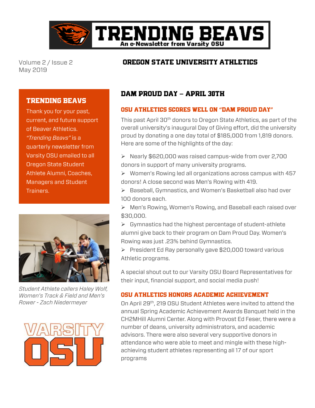 Oregon State University Athletics DAM PROUD DAY – APRIL 30TH