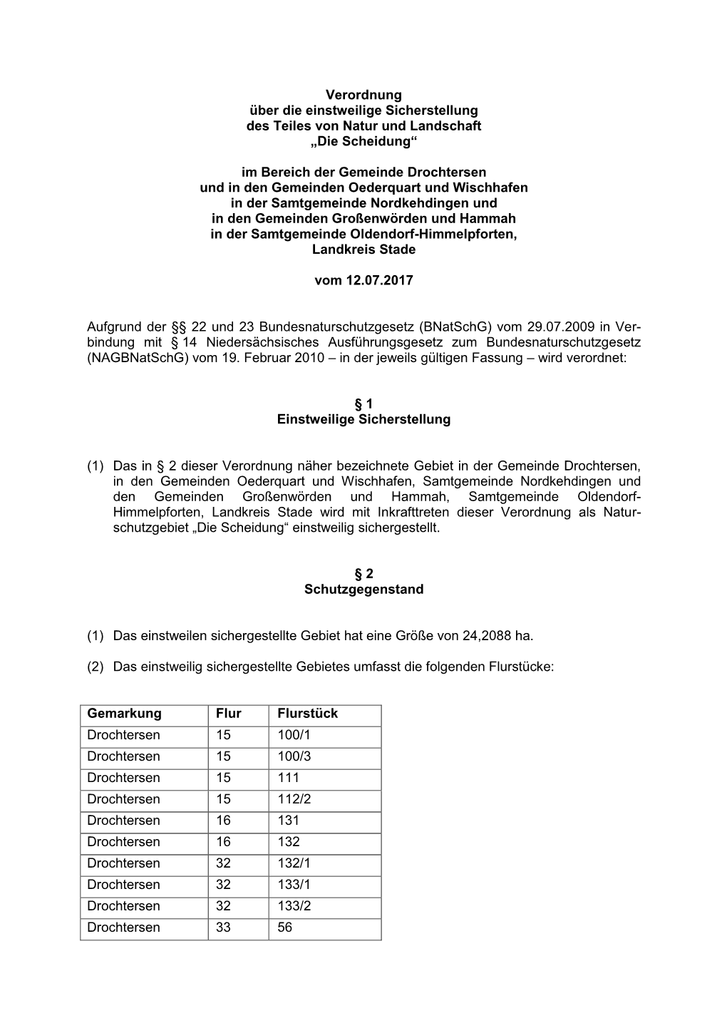 Verordnung Über Das Landschaftsschutzgebiet