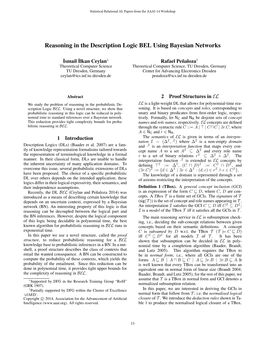 Reasoning in the Description Logic BEL Using Bayesian Networks