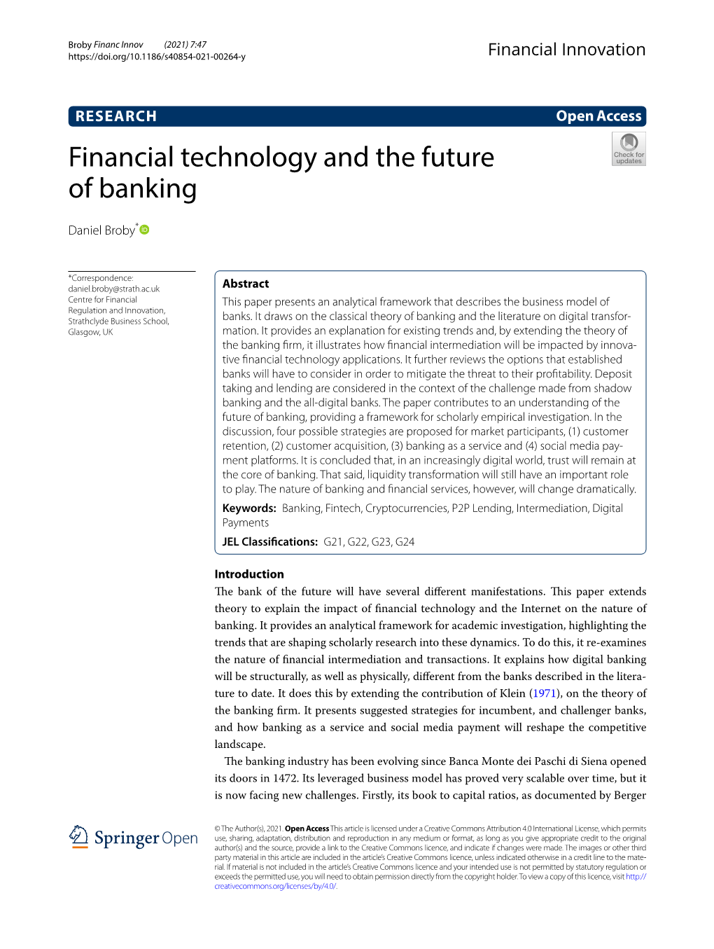 Financial Technology and the Future of Banking