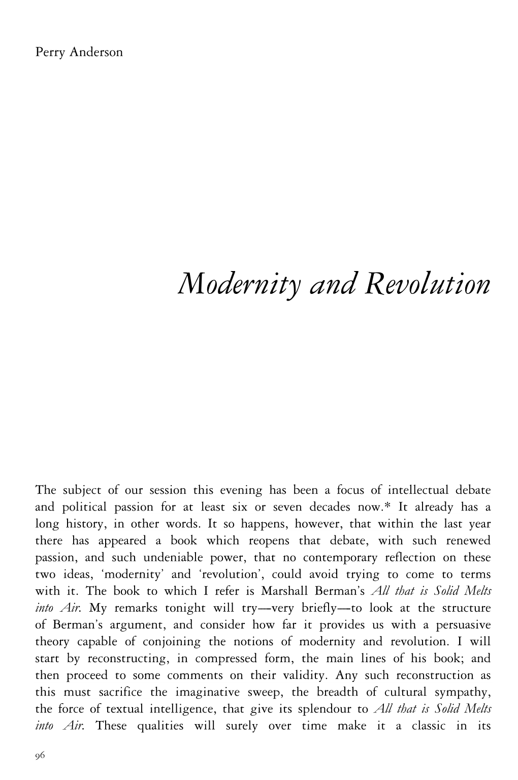 Modernity and Revolution