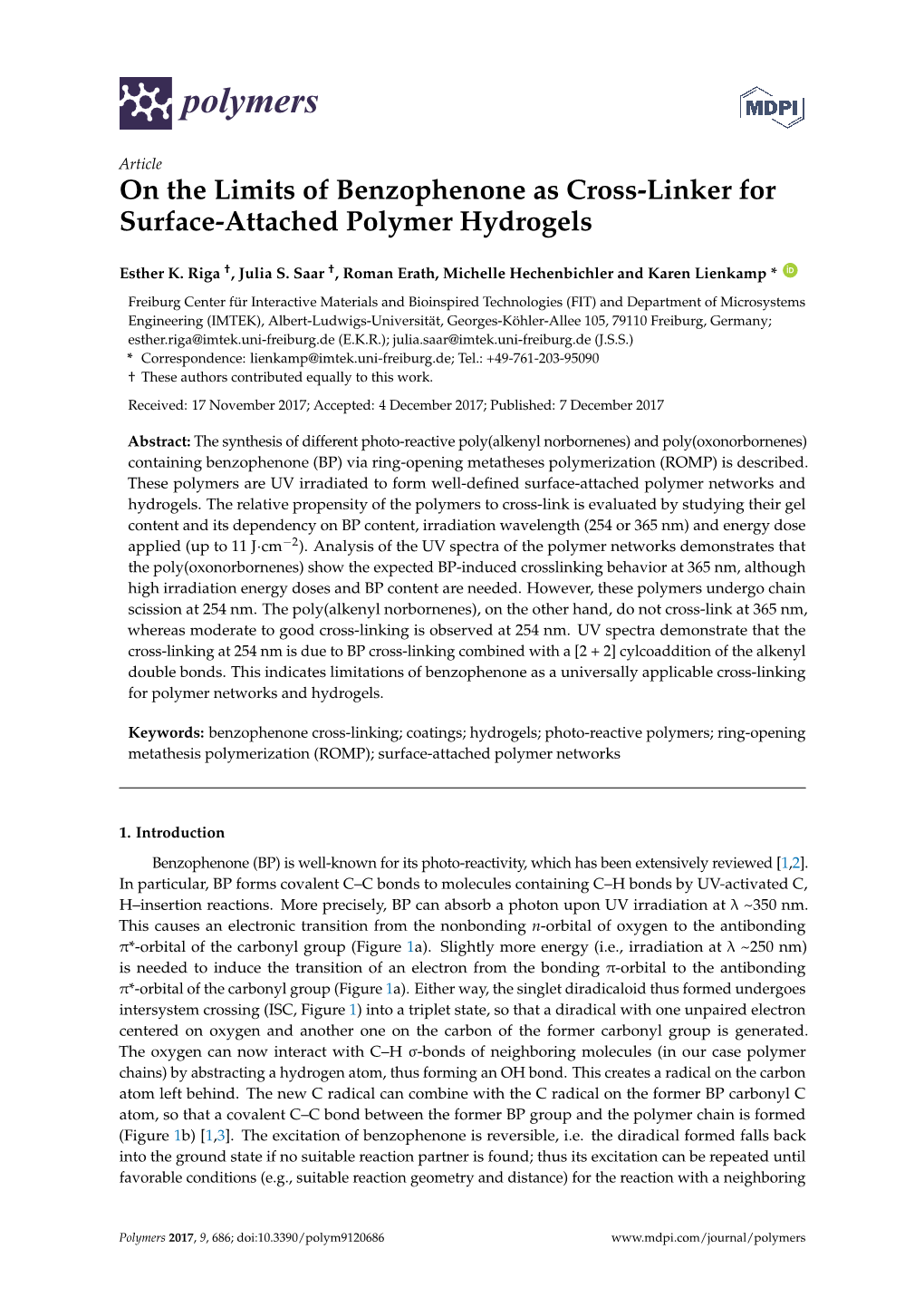 On the Limits of Benzophenone As Cross-Linker for Surface-Attached Polymer Hydrogels