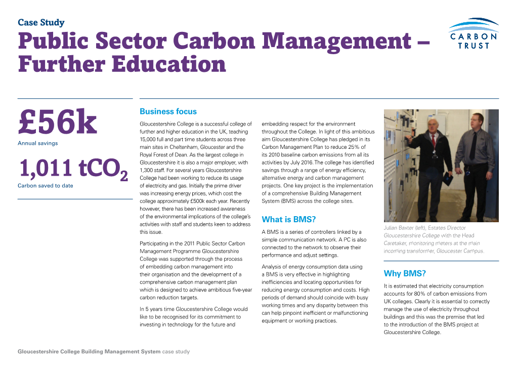 Carbon Trust’S Public Sector Carbon Management Programme Please Email Publicsector@Carbontrust.Co.Uk Or Visit Our Website