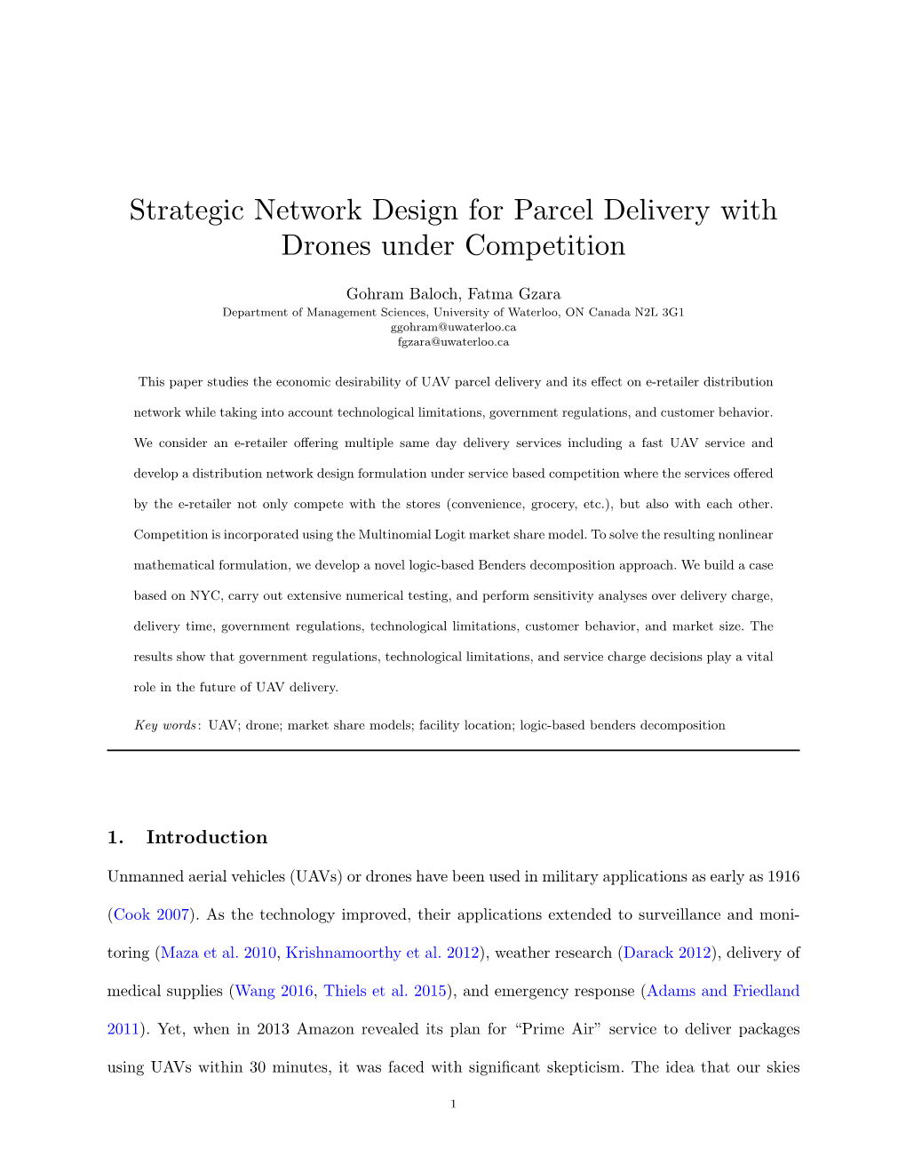 Strategic Network Design for Parcel Delivery with Drones Under Competition