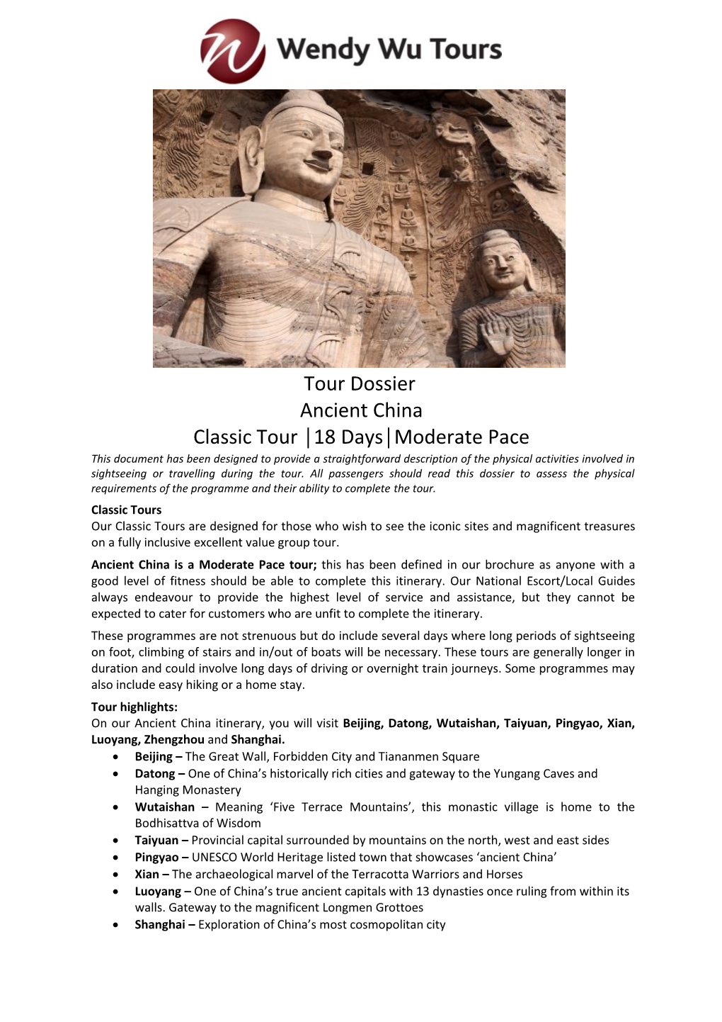 Tour Dossier Ancient China Classic Tour 18