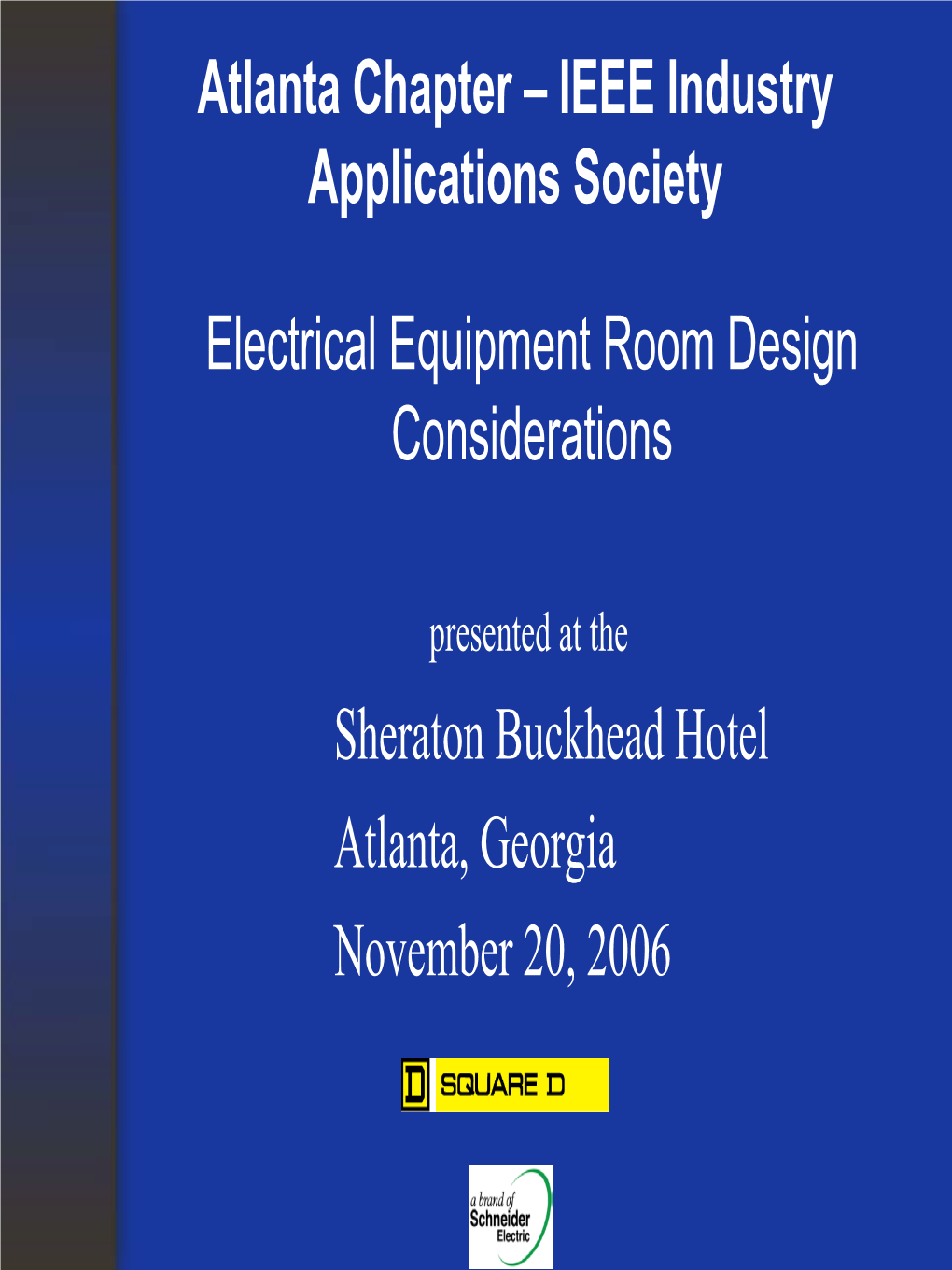 Electrical Equipment Room Design Considerations Atlanta Chapter