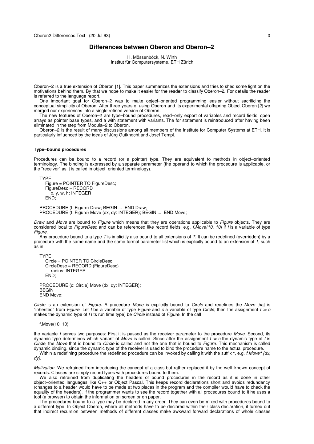 Differences Between Oberon and Oberon–2