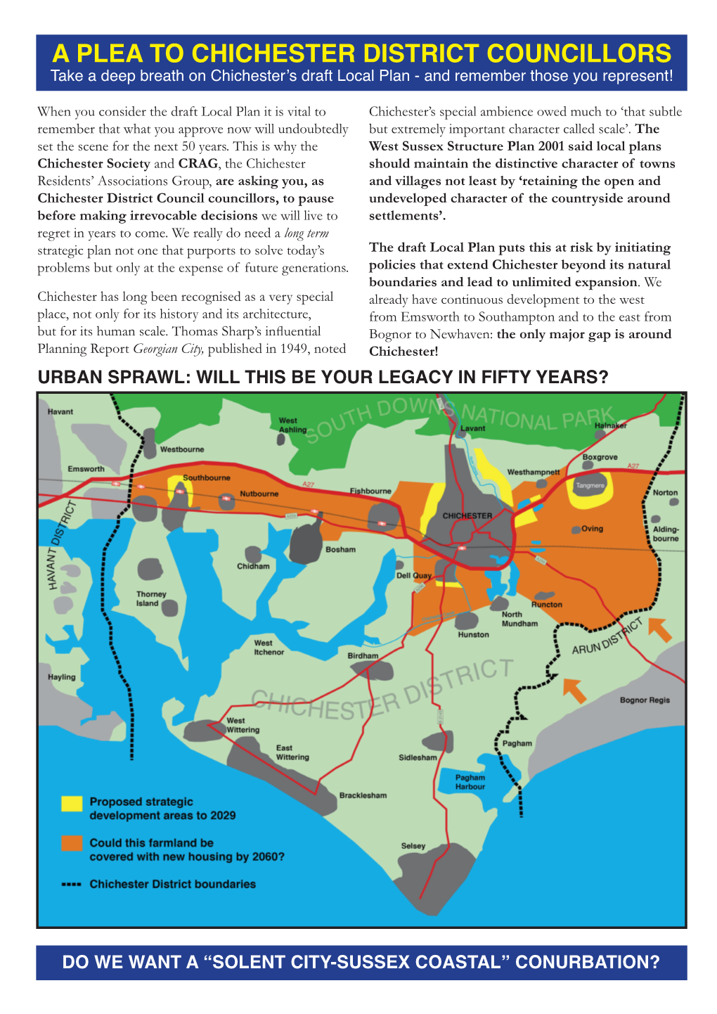 A PLEA to CHICHESTER DISTRICT COUNCILLORS Take a Deep Breath on Chichester’S Draft Local Plan - and Remember Those You Represent!