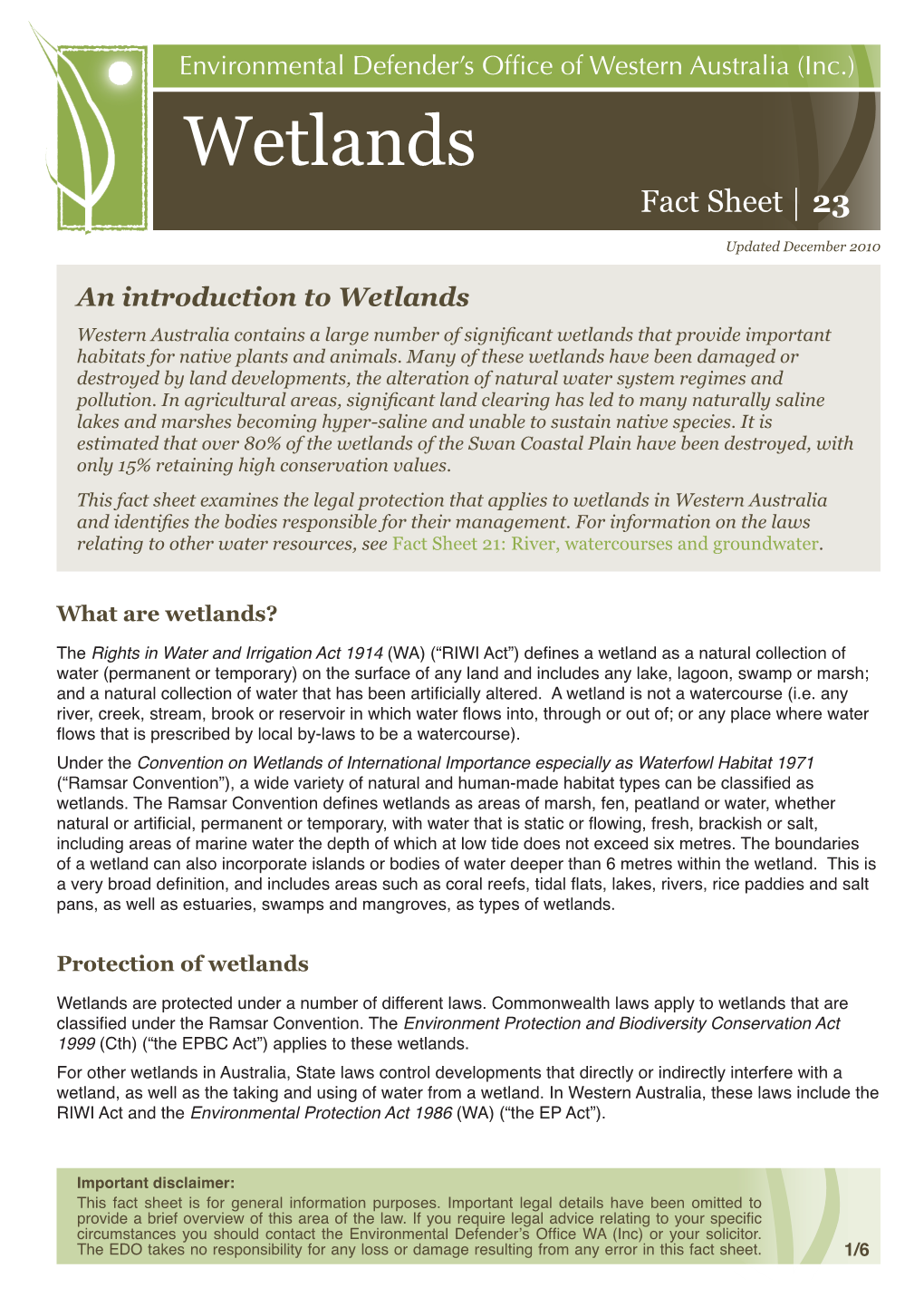 Wetlands Fact Sheet 23