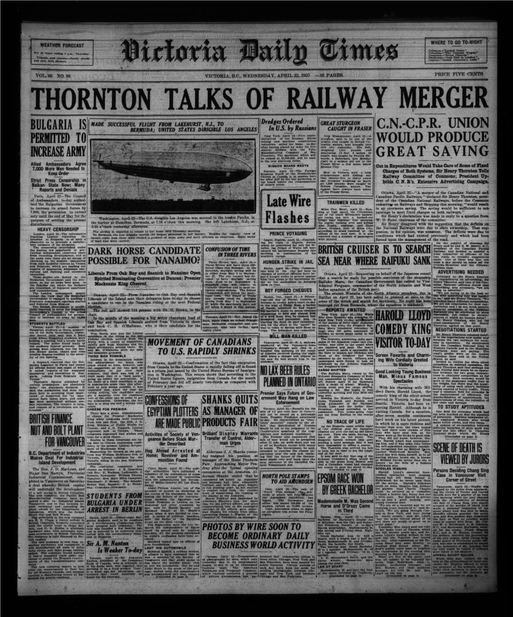 Thornton Talks of Railway Merger