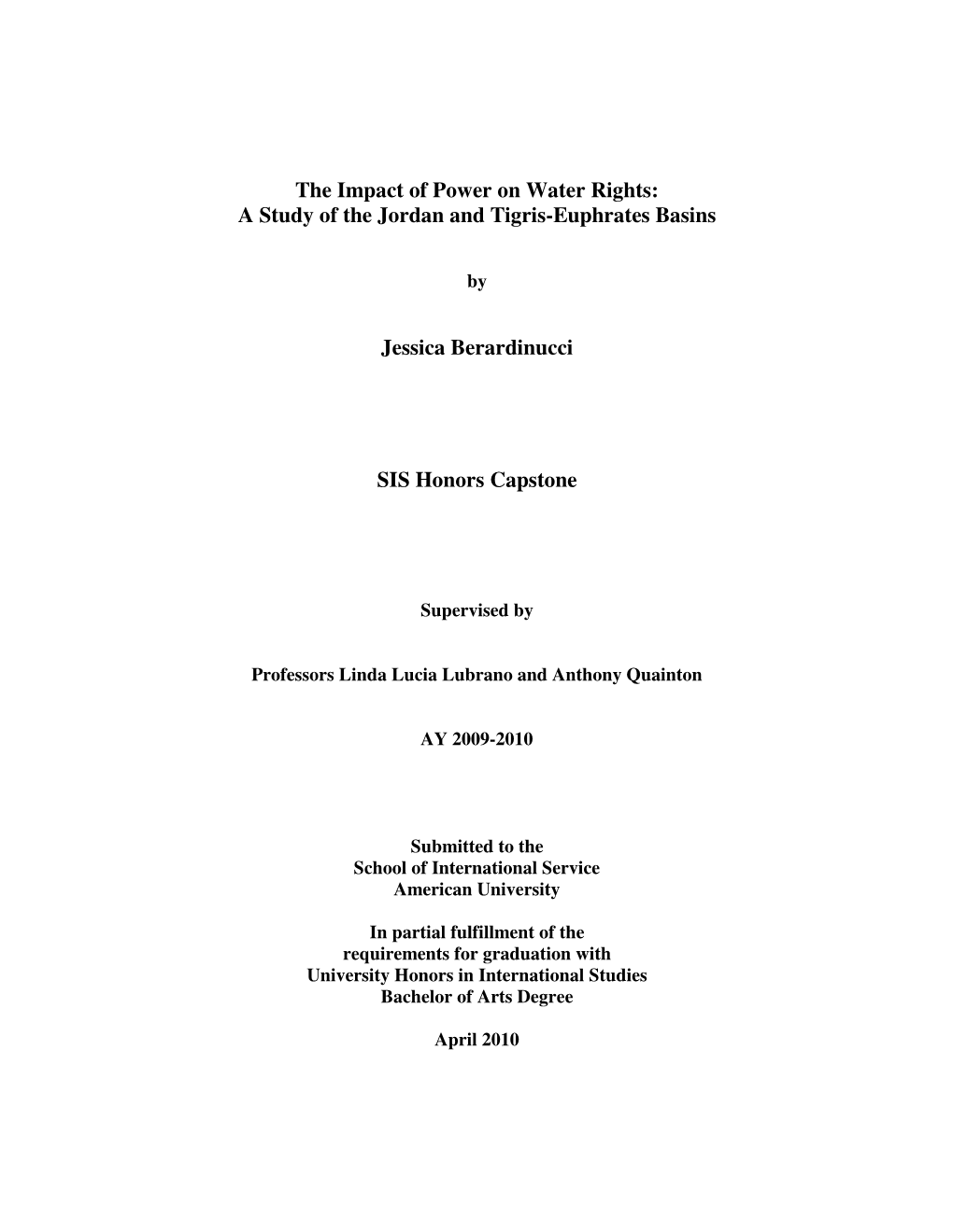 The Impact of Power on Water Rights: a Study of the Jordan and Tigris-Euphrates Basins