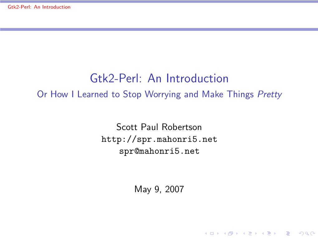 Gtk2-Perl: an Introduction