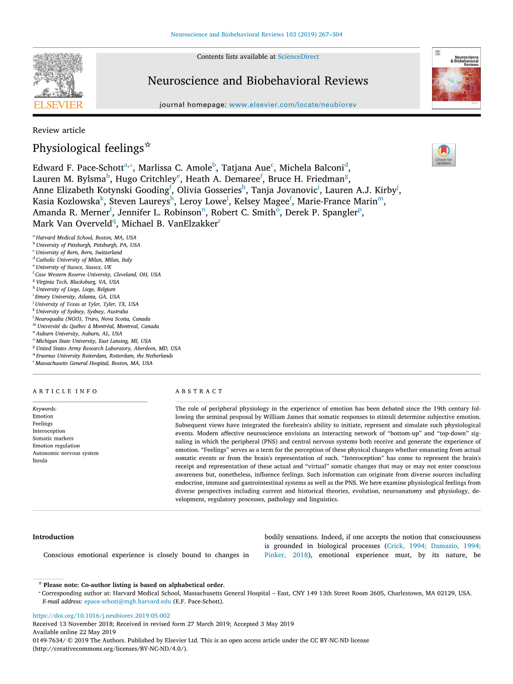 Physiological Feelings T ⁎ Edward F