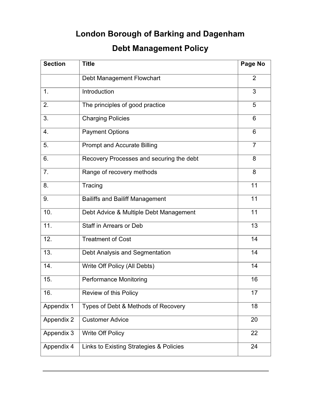 Council's Debt Management Policy