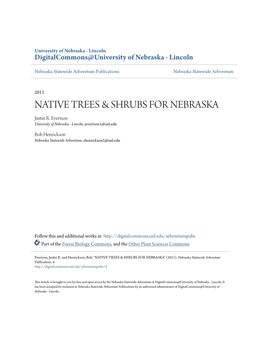 Native Trees & Shrubs for Nebraska