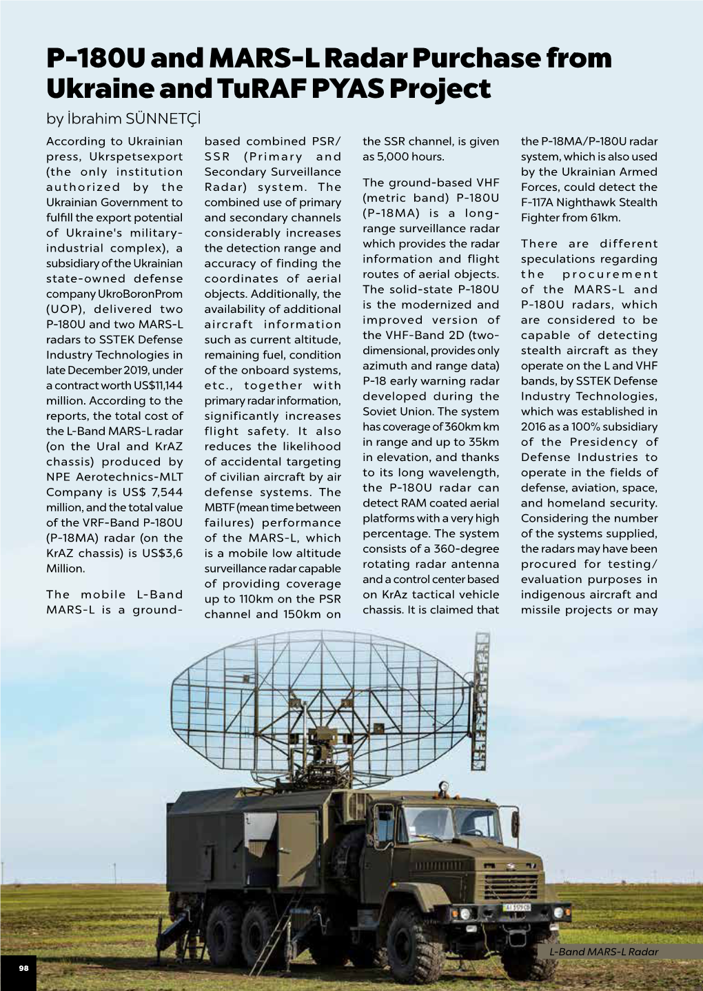 P-180U and MARS-L Radar Purchase from Ukraine and Turaf PYAS