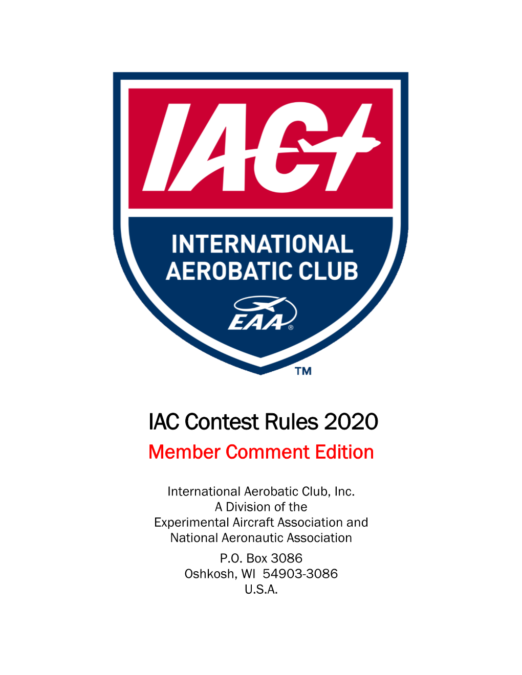 IAC Contest Rules 2020 Member Comment Edition