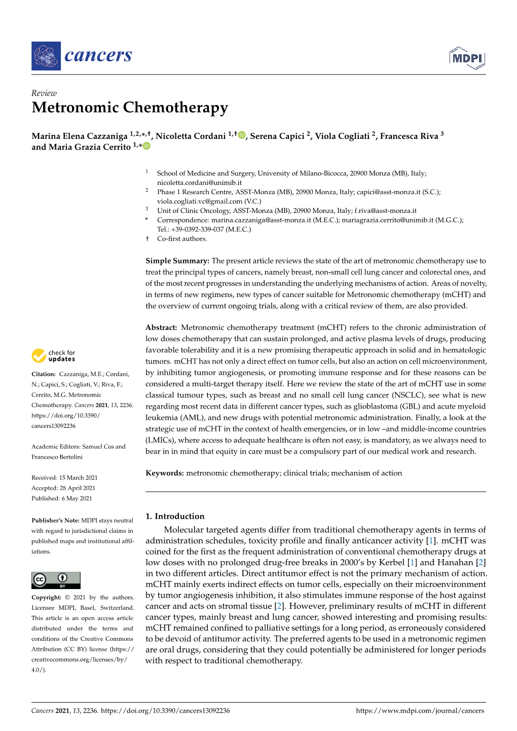 Metronomic Chemotherapy