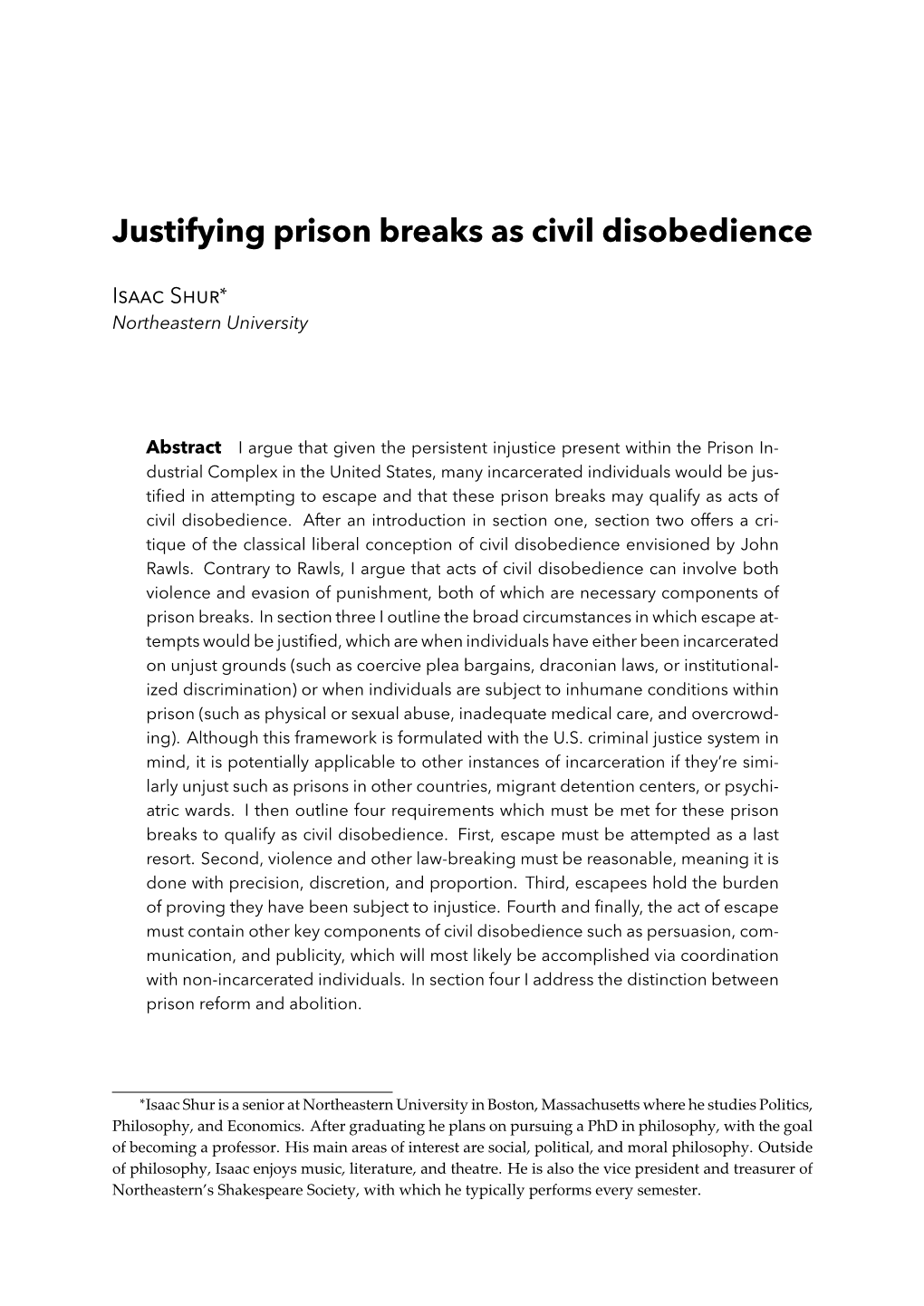 Justifying Prison Breaks As Civil Disobedience