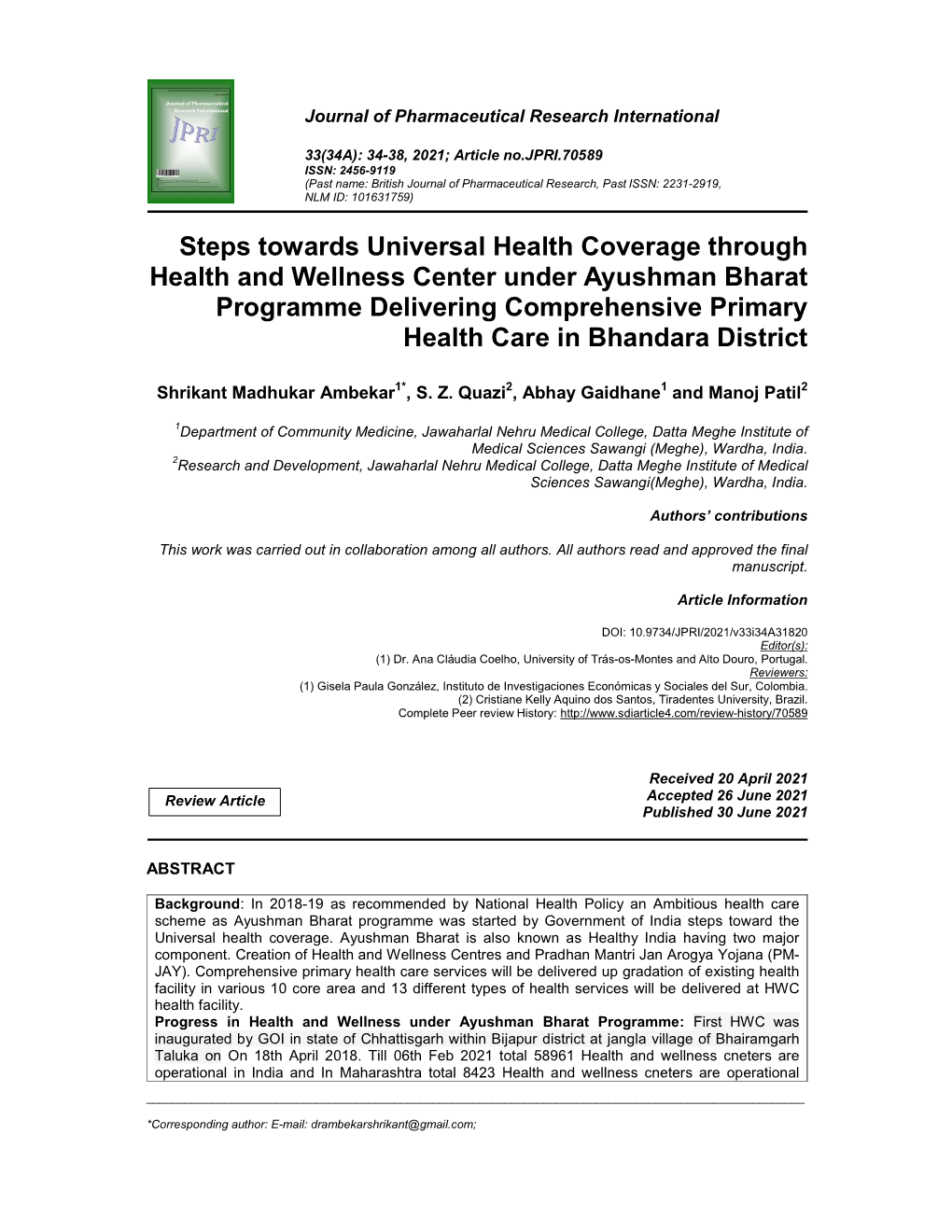 Steps Towards Universal Health Coverage Through Health And