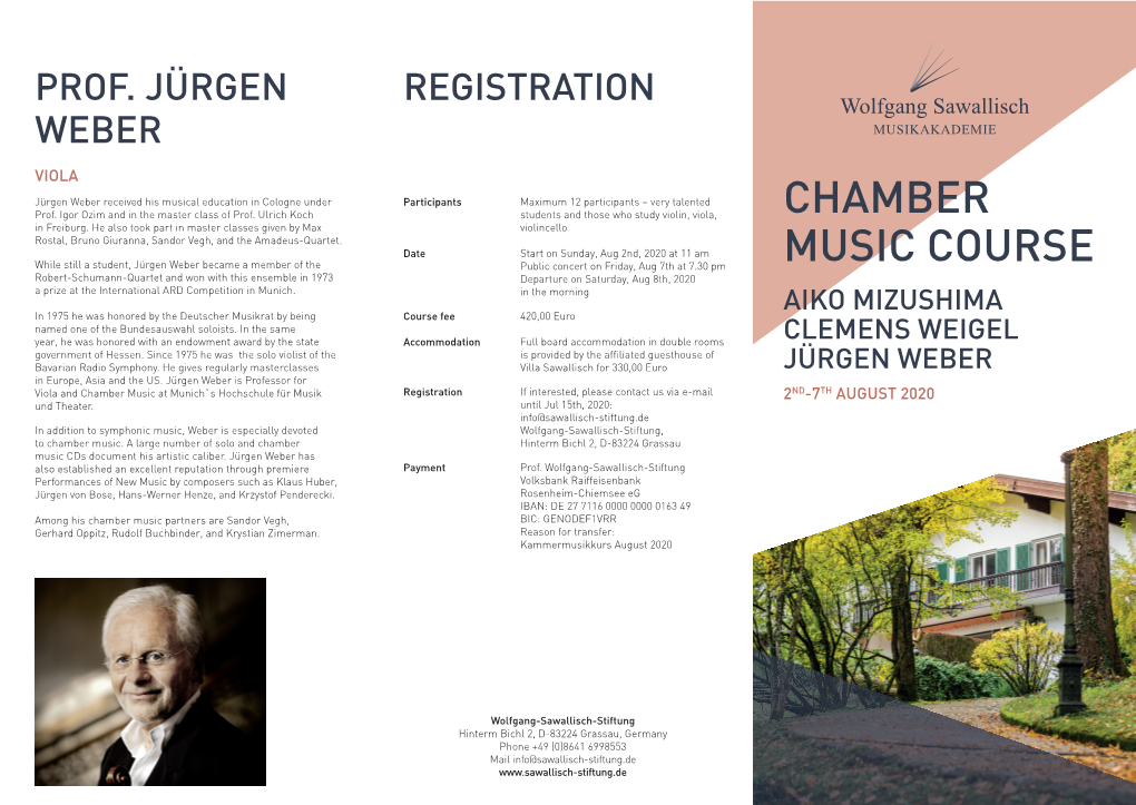 Chamber Music Course for Individual Instruments (Violine, Clemens Weigel Began His Cello Studies at the Age of Six and Aiko Mizushima Was Born in Japan
