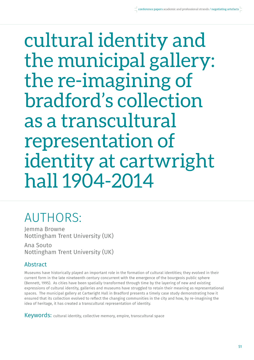 The Re-Imagining of Bradford's Collection As a Transcultural