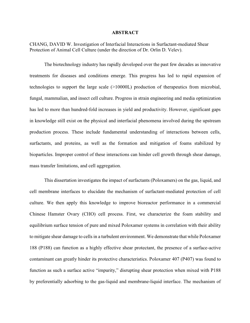 ABSTRACT CHANG, DAVID W. Investigation of Interfacial