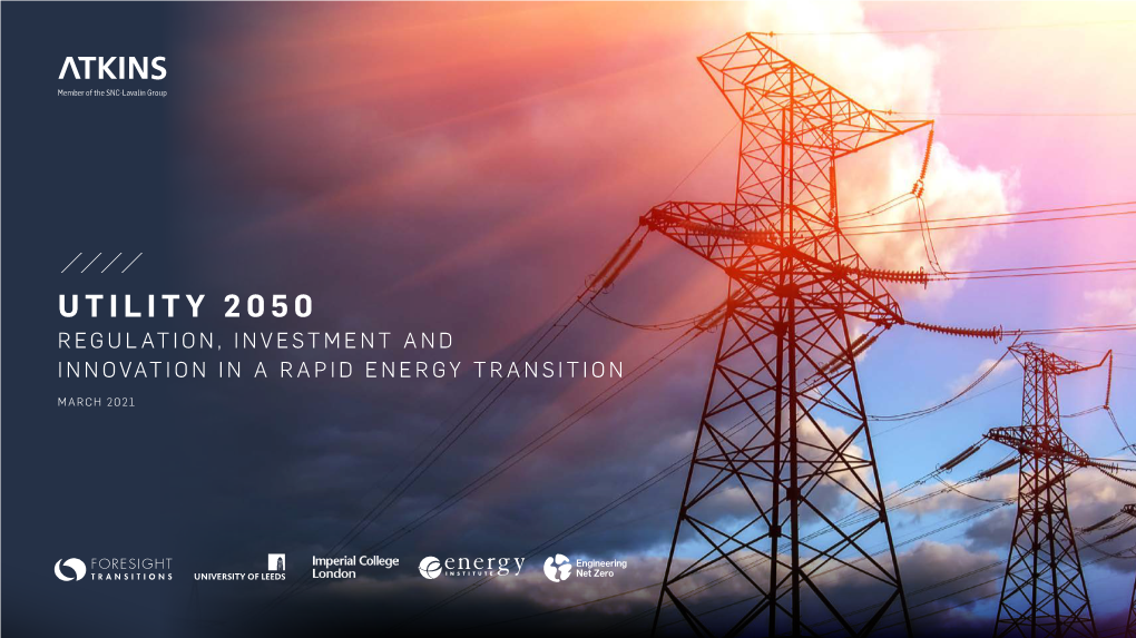 Utility 2050 Regulation, Investment and Innovation in a Rapid Energy Transition