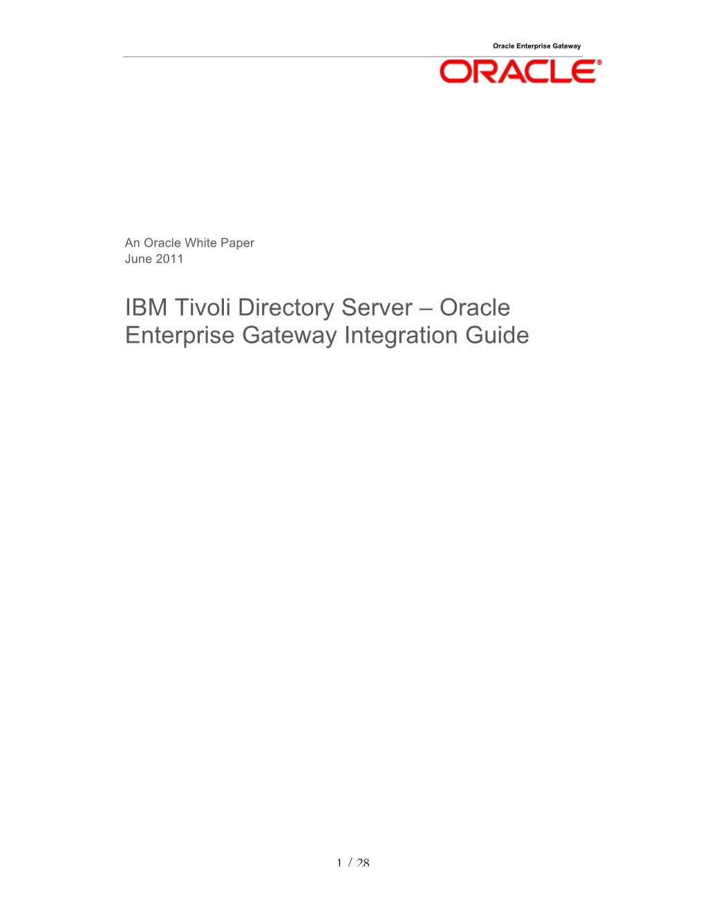 IBM Tivoli Directory Server – Oracle Enterprise Gateway Integration Guide